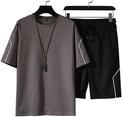 חולצת T של MMLLZEL לגברים וחולצת קז'ן קצרה של קיץ זכר מקרין חליפות ומכנסיים חליפות ספורט ספורט.