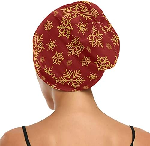 כובע גולגולת כובע שינה כובע כובע מכונף כפיות לנשים פתיתי שלג חג המולד אדום שנה חדשה שנה חורף כובע שינה כובע שיער שיער כובע לילה.