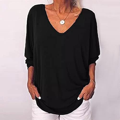 חולצות קלות משקל לנשים שרוול ארוך טרנדי מקרית חולצות צוואר רופף שיפוע קלאסי קיץ