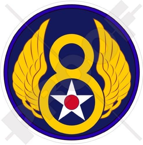 ארצות הברית USAF 8 AF SAC, USAAF שמינית סמל חיל האוויר סמל מלחמת העולם השנייה, מדבקה ויניל אמריקאית בארהב 3,2 , מדבקה.