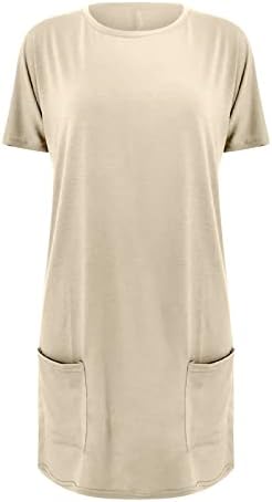 חולצות Dopocq לנשים פלוס שרוול אופנה קיץ בגודל יום הולדת שרוול קצר עם כיסים חולצות טוניקה נמתחות קופסאות מוצקות
