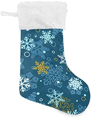 גרבי חג המולד של Alaza כחול פתיתי שלג קלאסיים קלאסיים קישוטים לגרב גדול בהתאמה אישית לעיצוב המסיבה של עונת החגים המשפחתית 1 חבילה, 17.7