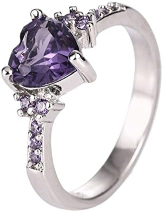 2023 חדש יהלומי זירקון לב בצורת אמטיסט טבעת נשים של סגנון זירקון טבעת תכשיטי תכשיטי נוער