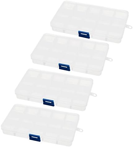 AEXIT מפלסטיק ניתוק 15 חריצים ברגי ברגים קופסת אחסון מארז 4 יחידות צלול לבן