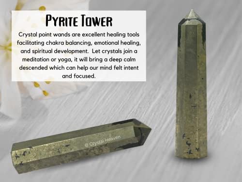 Aashita Creations Pyrite Crystal מגדל Obelisk Point לצ'אקרה, ריפוי ומאזן - AAA כיתה מקורית מוסמכת