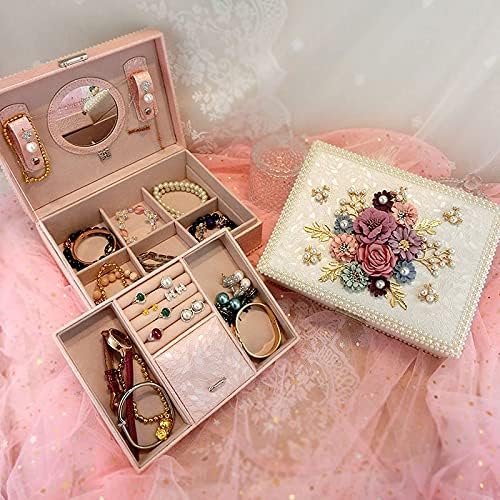 תיבת אחסון תכשיטים קופסת פרחים יצירתיים קופסת תכשיטים שכבה כפולה קטיפה קטיפה קופסת תכשיטים קיבולת גבוהה קופסא אחסון קופסא מתנה קופסא תכשיטים