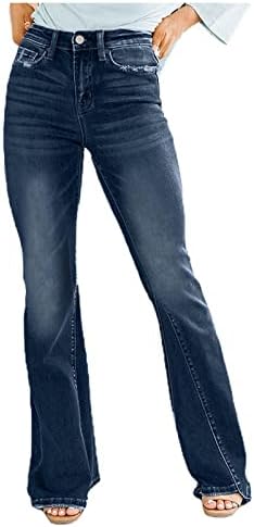 וינטג 'רגל רחבה מכנסי ג'ינס מותניים גבוהים לנשים טרנדי ג'ינס ישר אלסטי רופף בתוספת מכנסיים נוחים בגודל