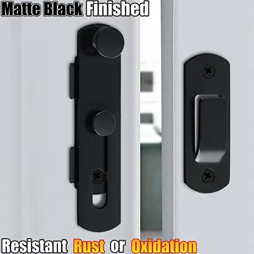 ALISE FLIP תפס שער תפסים מנעול דלת בטיחות לגדר עץ אסם מחליק דלתות צרפתיות, SUS 304 חומרת שער נירוסטה, חומרה שחורה מט שחורה MS9500-B