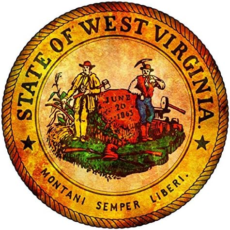 חותם וינטג 'סגלגל מערב וירג'יניה 4x4 אינץ' מדבקות מדבקות מתות ויניל - עשוי ונשלח בארהב