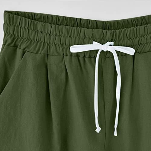 נשים חינניות להדפיס מכנסיים קצרים כותנה מכנסיים קצרים לנשים 2023 קיץ מותניים אלסטיים באורך ברמודה ברמודה עם משיכה