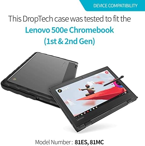 מארז מחשב נייד של Gumdrop Droptech מתאים ל- Lenovo 500e Chromebook המיועד לתלמידי K-12, מורים וכיתות כיתות-פגושים נבדקים, מחוספסים, חסרי