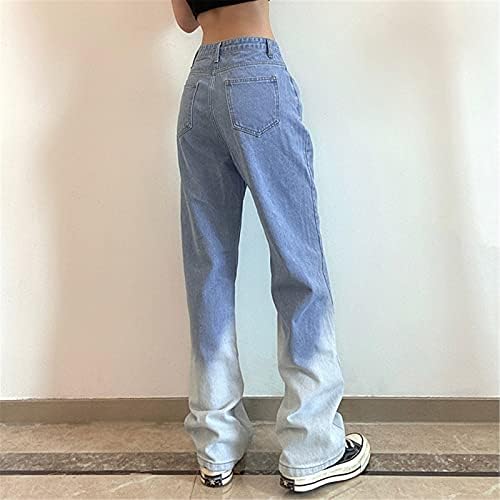 ג'ינס לנשים מותניים גבוהות כיס דקיקות טלאים הדרגתיים מחליפים מכנסי מכנסי ג'ינס קרועים במצוקה