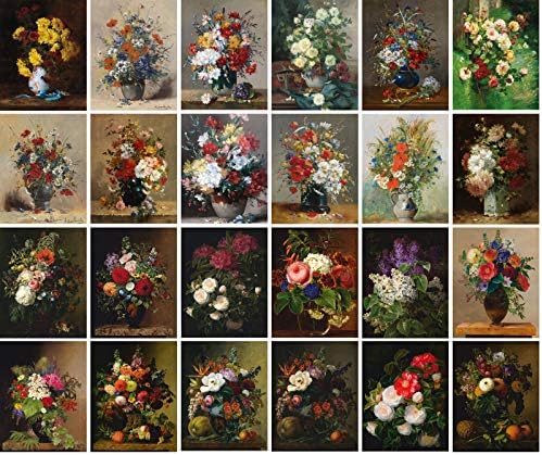 גלויות וינטג 'של Pixiluv 24 PCS פרחים גנים ושושנים וינטג'