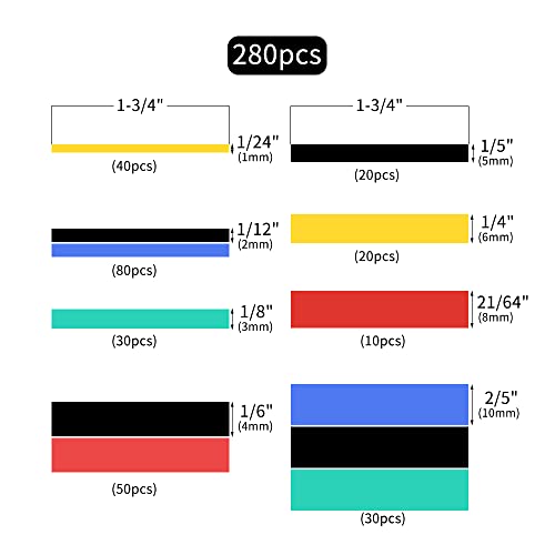 מפרצי בלה 280 יח '8 גדלים ערכת צינורות מכווץ חום -ערכת כווץ מרופדת מרופדת עטוף חום חשמלי צינור מכווץ -Multicolor -ratio 3: 1