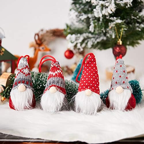 צוהר 4 חתיכות חג המולד עץ תליית גמדים קישוטי בעבודת יד שוודי טומטה גמד כובע קטיפה סקנדינבי סנטה זקן קישוטי חג המולד עץ אח בית תפאורה