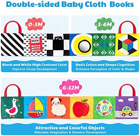 סינארי ניגודיות גבוהה מתקפל להתקמט 3 מגע מרגיש תינוק ספרים, שחור ולבן תינוקות חושי בטן זמן צעצועי 0-3 0-6 חודשים עם מראה תינוקות ספרים