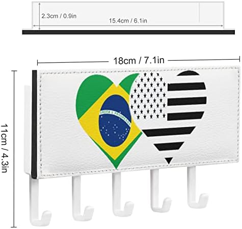 מחזיק מפתח דגל אמריקאי ברזילאי ושחור עם מדף דואר 5 מארגן ווים לכניסה לקיר דקורטיבי רכוב