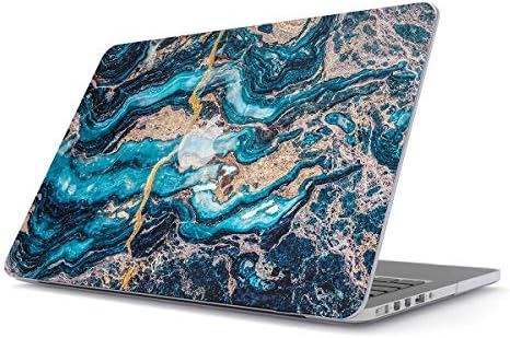 בורגה קשיח קשיח תואם ל- MacBook Pro 16 אינץ 'דגם: A2141 עם סרגל מגע ומגע מזהה גביש שיש כחול שיש