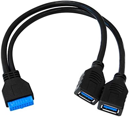 קינגווין 2 יציאה USB 3.0 מתאם מפצל USB סוג A נקבה עד 20 כבל הרחבת כותרת האם. הוסף יציאות USB 3.0 נוספות לכל מחשב עם כבל מתאם זה, התואם