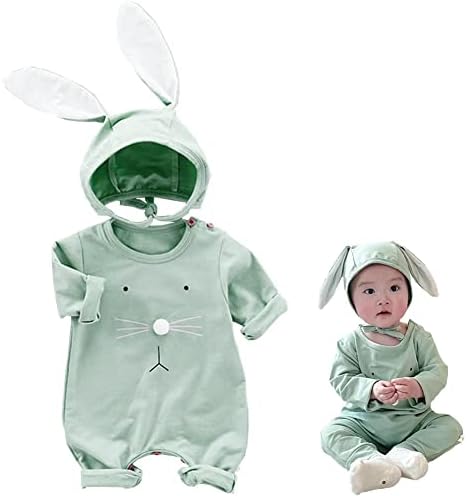 Xifamniy תלבושות פסחא תינוקות בנות בנות ארנב רומפר סרבל סרבל יילוד עם כובע ארנב
