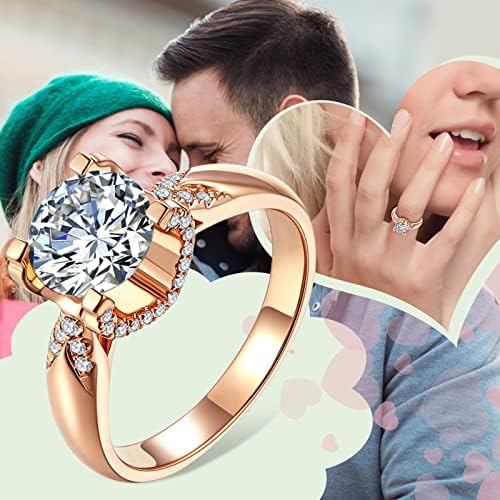 אופנה נשים של עגול זירקוניה מצופה כסף טבעת אירוסין חתונה טבעת תכשיטי בני נוער טרנדי