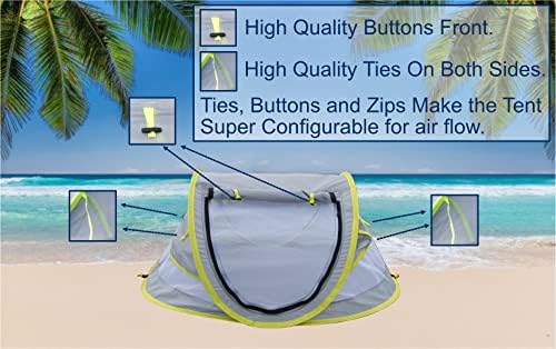 אוהל חוף תינוקות עם הגנה על UV - אוהל חוף תינוקות קופץ - אוהל חוף לתינוק - חוף תינוק נייד UV 50+ אוהל קופץ עם 2 יתדות