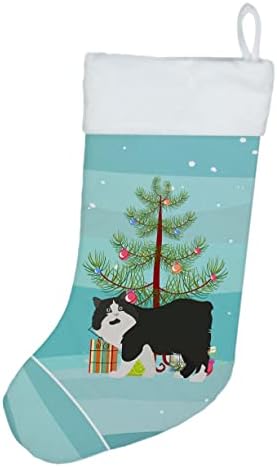 אוצרות קרוליין CK4599CS חתול סימירי גרב חג מולד שמח, אח תלויים גרביים עונת חג המולד עיצוב חג המולד קישוטים לחג משפחתי,