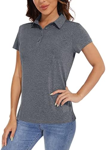 חולצות פולו לנשים של טאקוואסן חולצות שרוול קצר גולף מהיר יבש UPF 50+ הגנת שמש חולצה צווארון קל משקל עם 4 כפתורים