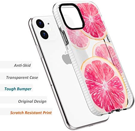 מקרה לאייפון 12/iPhone 12 Pro, אפרסק ורוד מתוק כתום אשכוליות אשכוליות קיץ פירות טרופיים דפוס טרנדי מגן רך.