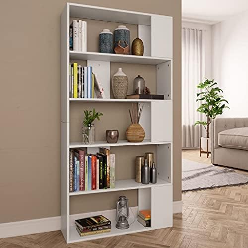 מתלה לאחסון ספרים של Keeneso, קל להרכבה חדר שבבים מחיצת ספרים מדף ספרים 5 שכבות לסלון למשרד ביתי לחדר שינה