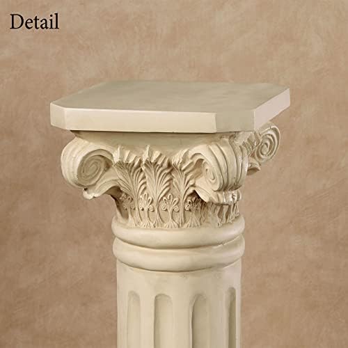 מגע של עמוד קלאסי כיתה הכן - שנהב עתיק - מקורה, בחוץ - עשוי שרף עם פיברגלס - עמודים רומיים לפסלי שולחן, פסלים, אגרטל, גן