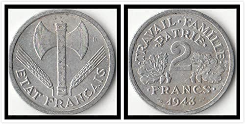 צרפת האירופית 2 מטבעות פרנק שנה דפוס גרזן אקראי מטבעות זרות זיכרון
