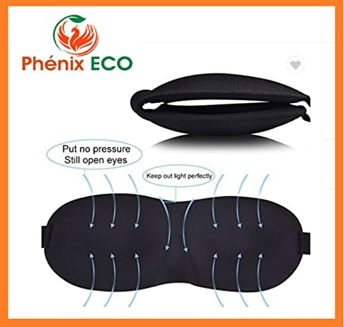 מסיכת שינה של Phénix Eco ללינה צדדית, חסומים מסכת עיניים שינה קלה לגברים, אפס לחץ עיניים 3D מתאר לילה כיסוי עיניים, נושם ועיניים