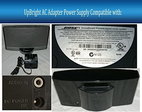 Upbright 20V AC/DC מתאם תואם עם Bose SoundDock מערכת מוסיקה דיגיטלית ניידת N123 43085 סאונד עגינה 30 פינים רמקול iPod 20VDC 2A DC20V מיתוג