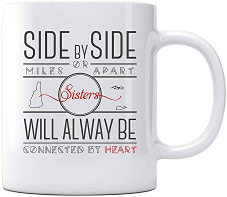 מתנות יום אחיות מצחיקות מספלי קפה אחות זה לצד זה או קילומטרים זה מזה אחיות ניו המפשייר סטייט NH & US איי הבתולה מדינת VI תועבר תמיד על