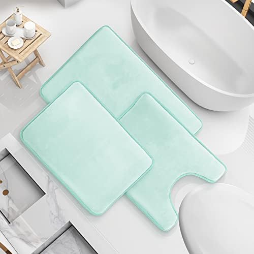 שטיחי אמבטיה של קלרה קלארק מגדירים 3 חלקים, מחצלת אמבטיה של קטיפה זיכרון קטיפה - שטיחי אמבטיה רחיצים לרחיץ מכונה - שטיחי אמבט