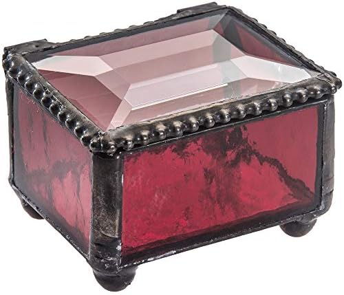 ארגז טבעת תכשיטי זכוכית קטנה לחתונה מעורבות מעורבות טבעת תצוגת מזכרת מתנה מארז מתנה אודם אדום ויטראז 'זכוכית J Devlin Box 325-4