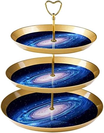 3 דוכן עוגות שכבה, זוהר מגדל תצוגת קינוח גלקסי של אנדרומדה, מחזיק עגול עגול פלסטי