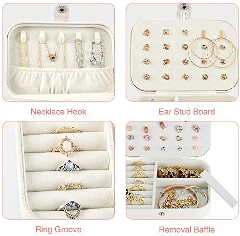 קופסאות תכשיטים של Xymao, קופסאות תכשיטים בעור PU ניידות לנשים בנות, מארגן תכשיטים לטיולים לשרשרת, טבעת, עגיל