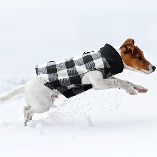 Geyoga Gleece Gleece Sweater Sweater סט של 4 סוודר כלבים משובץ באפלו, ז'קט חם ז'קט חורף בגדי חיית מחמד עם טבעת רצועה לחתול כלב קטן