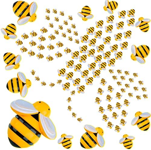 100 חתיכות קישוטי דבורי שרף זעיר קישוטי עיצוב 0.98 אינץ ', 0.74 אינץ', 0.55 אינץ 'דבורים זעירות למלאכה