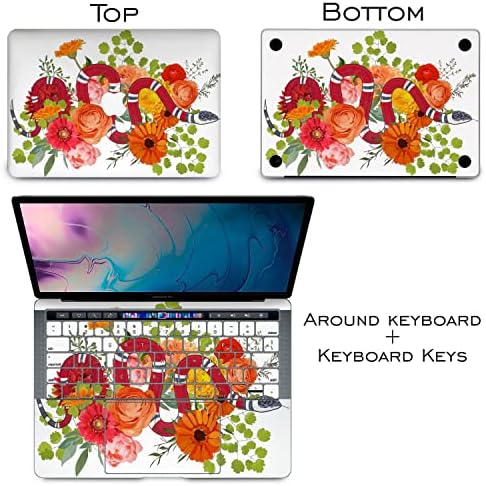 Cavka ויניל מדבקות עור תואם ל- MacBook Pro 16 M1 Pro 14 2021 AIR 13 M2 2022 רשתית 2015 MAC 11 MAC 12 פרחים פרחים עיצוב חמוד גרברה נחש