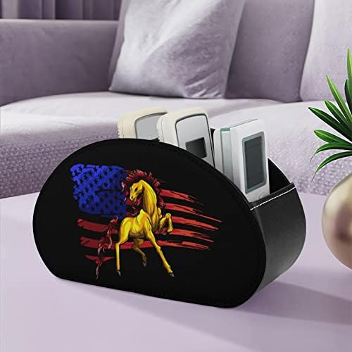 מחזיק שלט רחוק של דגל סוס אמריקאי עם 5 תאים מיכל אחסון תיבות מארגן מרחוק טלוויזיה לבקרי דוד נגן מדיה