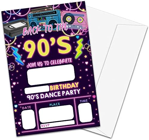 NYCTUG חזרה לכרטיסי הזמנה למסיבת יום הולדת של שנות ה -90, הזמנה למסיבת הריקודים של וינטג 'רטרו שנות ה -90 לבני נוער בנים ובנות-ילד-חגיגת