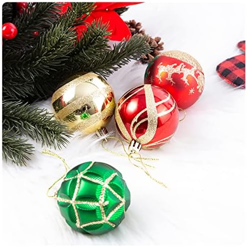 אזלון 60 ממ/2.36 כדורי חג מולד רב -צבעוניים, קישוטים תלויים מפלסטיק אטום, קישוטים למסיבת חג לחג המולד לחג המולד