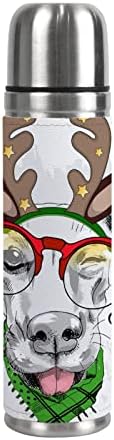 בקבוק מים וואנטסו חג המולד שנה חדשה חורף כלב חמוד אייל אייל צבי חיה בקבוק ואקום כפול קיר כוס מבודד ספל 500 מל 17 גרם לטיולי ספורט