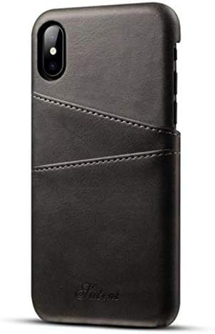 מקרה כרטיס אשראי,לוזגויק דק עור מפוצל חזרה מקרה כיסוי עם ארנק טלפון מחזיק לאייפון 5.8 אינץ-שחור