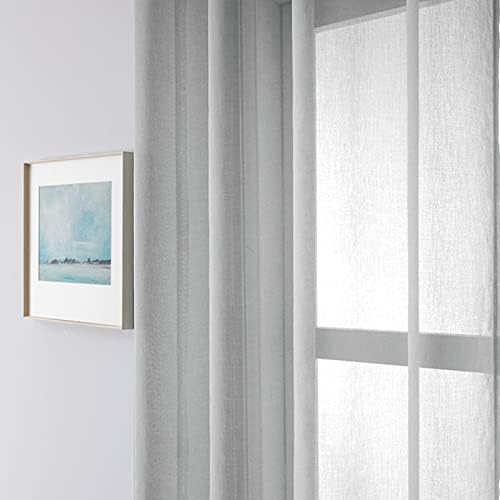 Daesar Sheer וילונות Voile 2 לוחות, וילונות חדר שינה אפור פוליאסטר אפור שקוף בצבע מוצק טיפולי חלון סלון 42 W x 96 L