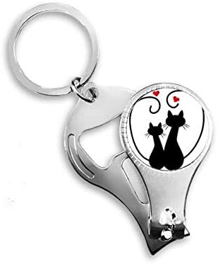 אוהבי חתולים Sihouette Animal Valentine Nail Nipper טבעת מפתח שרשרת מפתח פתיחת בקבוקים