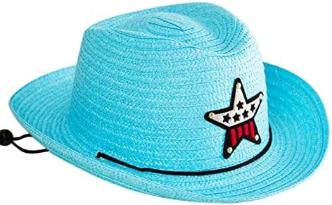 קיץ שמש קש 6 צבעים חוף בנות בני ילדים ילד מערבי קאובוי כובע 2 עד 6 כובע שמש פעוט בנים